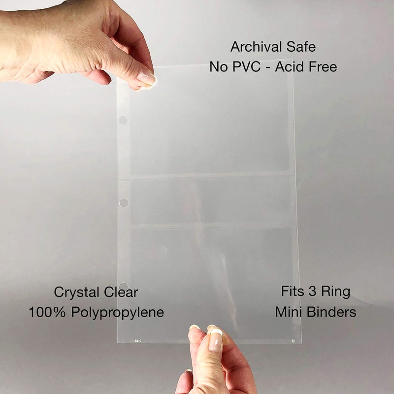 EnvyPak Plastic Pages for Mini Binders - 3 Hole Punched - Holes Punches are 2.75 Inches Center to Center (2 Pocket - Each Holds 3x5, 20) - Image 3